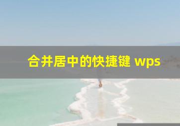 合并居中的快捷键 wps